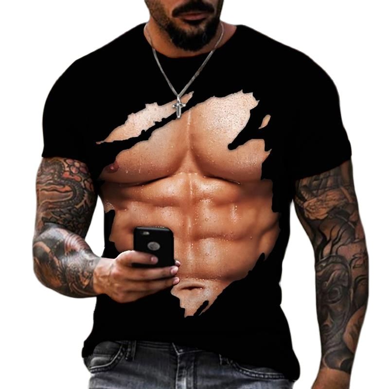 Street Fashion For Short Guys - Summer Fashion Men's 3D Printed Muscle