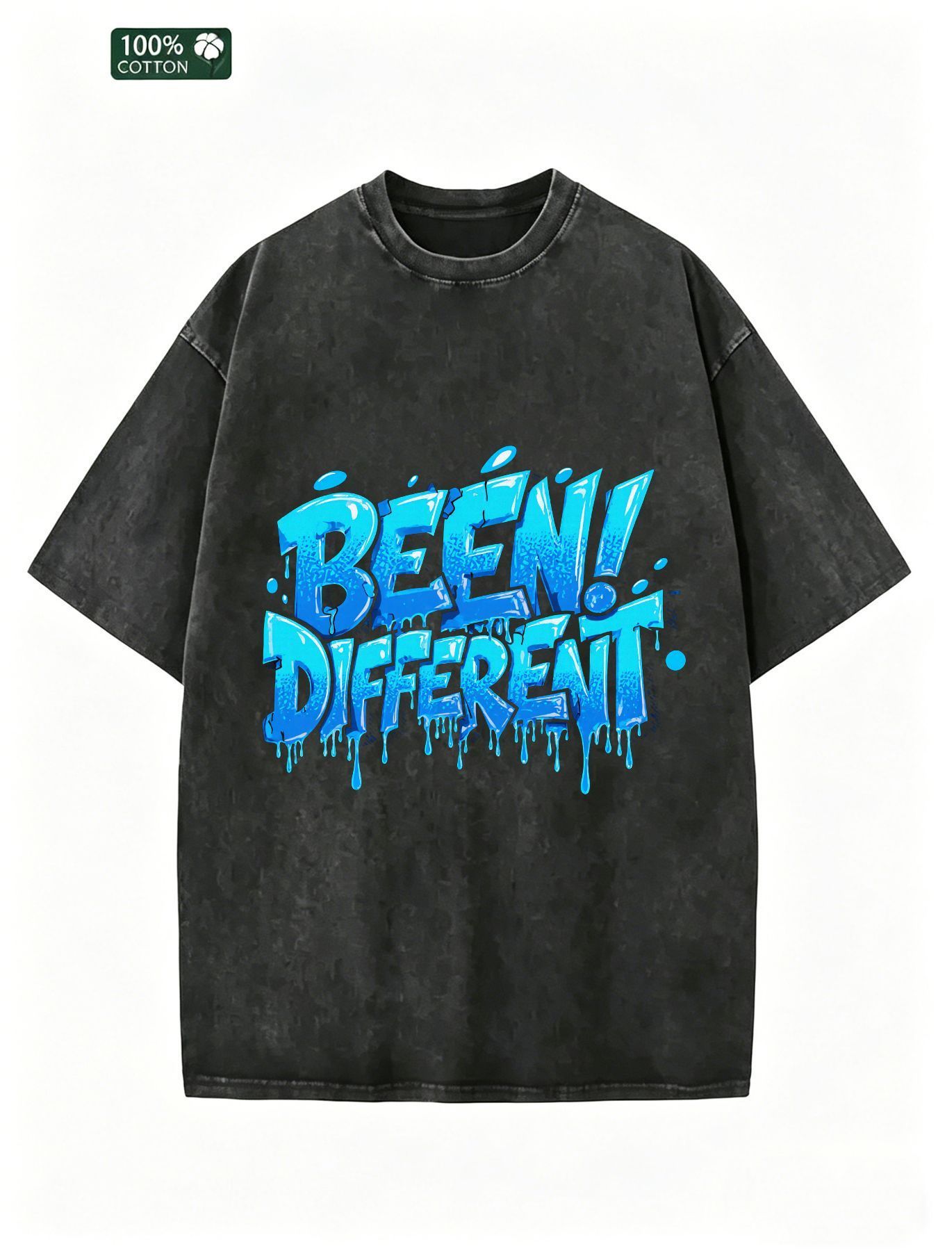 Street Fashion Graffiti - Men's Oversized Acid-Washed T-Shirt with Graphic